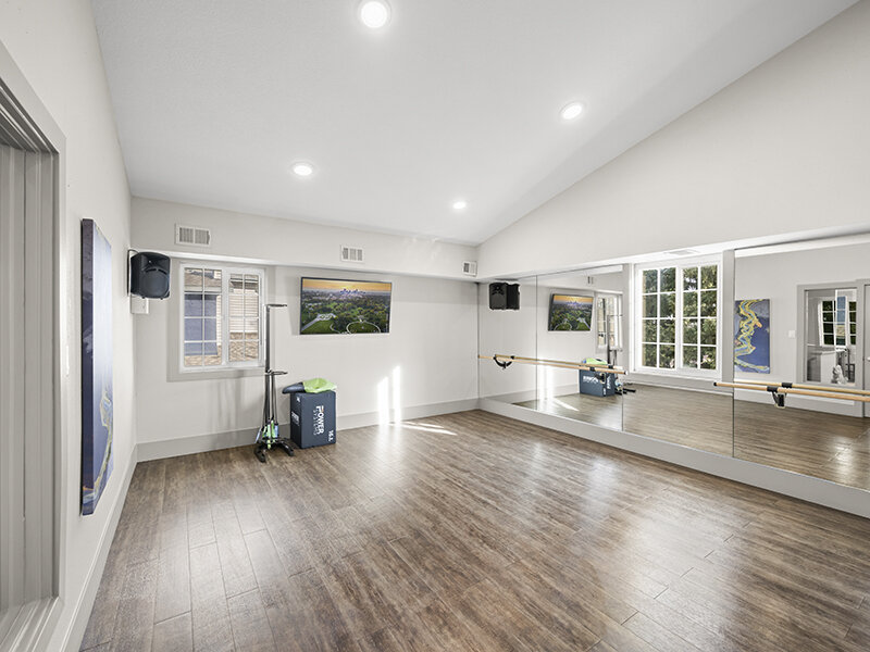 Community Barre Room with Television and Speaker | Rosemont West 84th