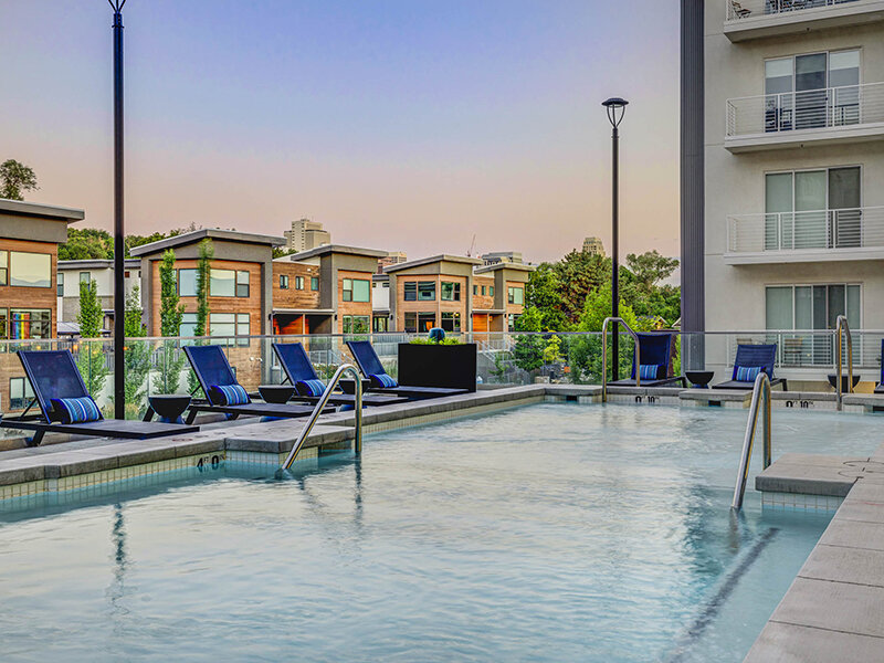 Pool with Poolside Furniture | Harvest Apartments
