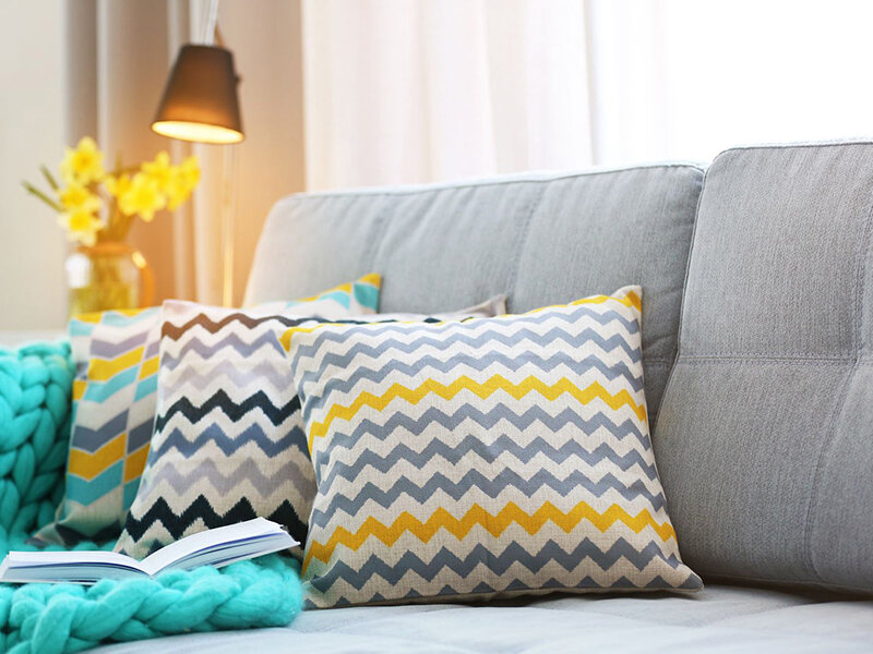 Living Room with Couch and Pillows | 771 South