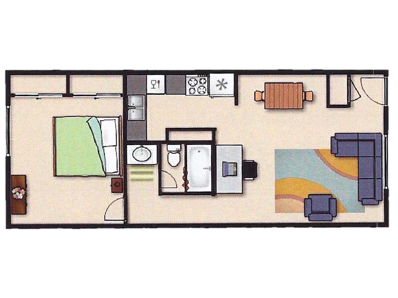 1x1a Floorplan at The Atrii