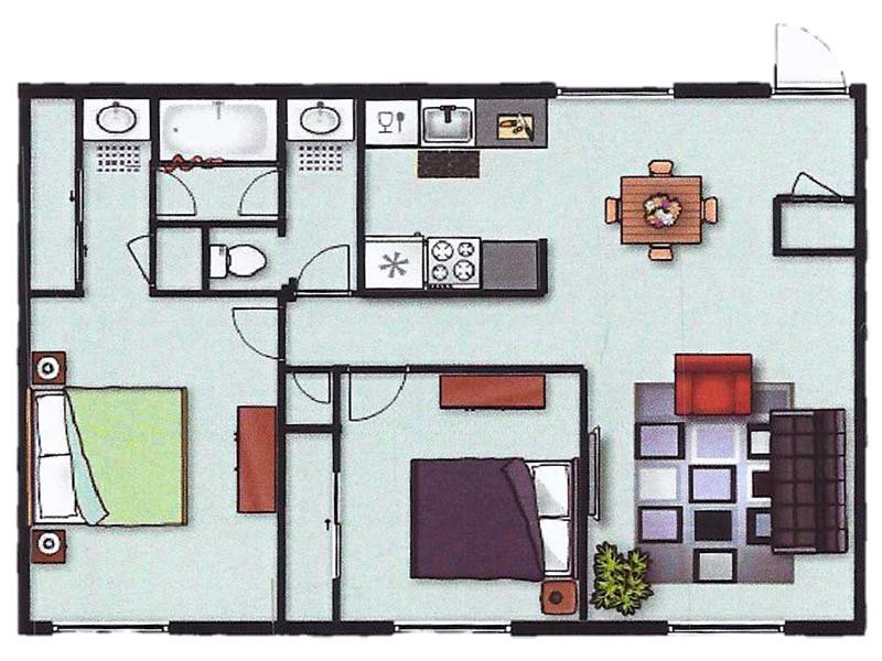 2x1a Floorplan at The Atrii