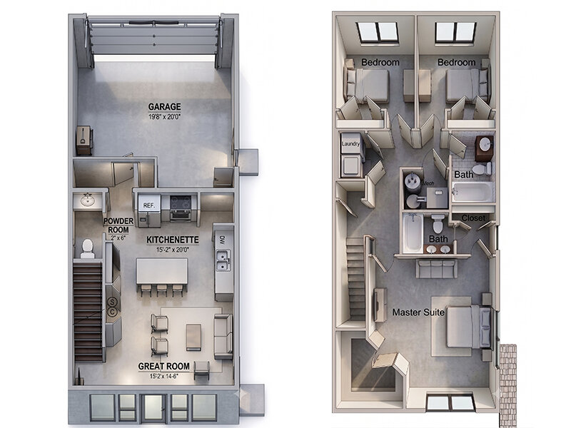 3x2.5 Floor Plan at Cassiopeia Townhomes