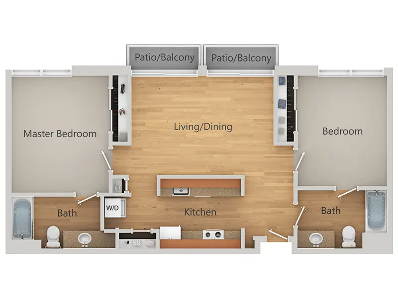 F2 floorplan at 1010 Pacific