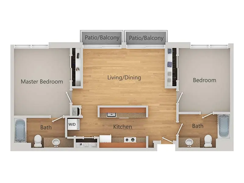 F1 - 2x2 floor plan at 1010 Pacific