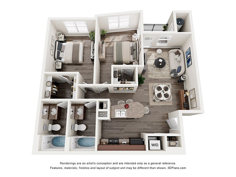 2X2-961 Floorplan at Arista Flats
