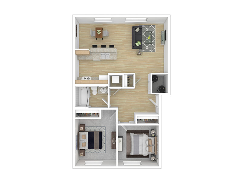 Our 2x1 is a 2 Bedroom, 1 Bathroom Apartment