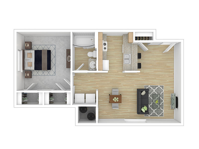 Our 1x1 is a 1 Bedroom, 1 Bathroom Apartment