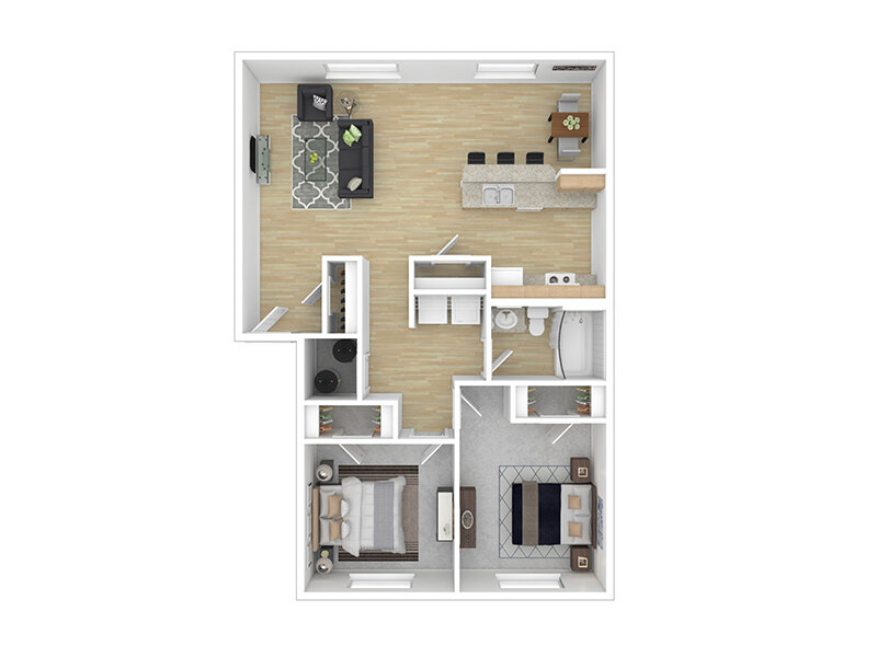 Our 2x1a is a 2 Bedroom, 1 Bathroom Apartment