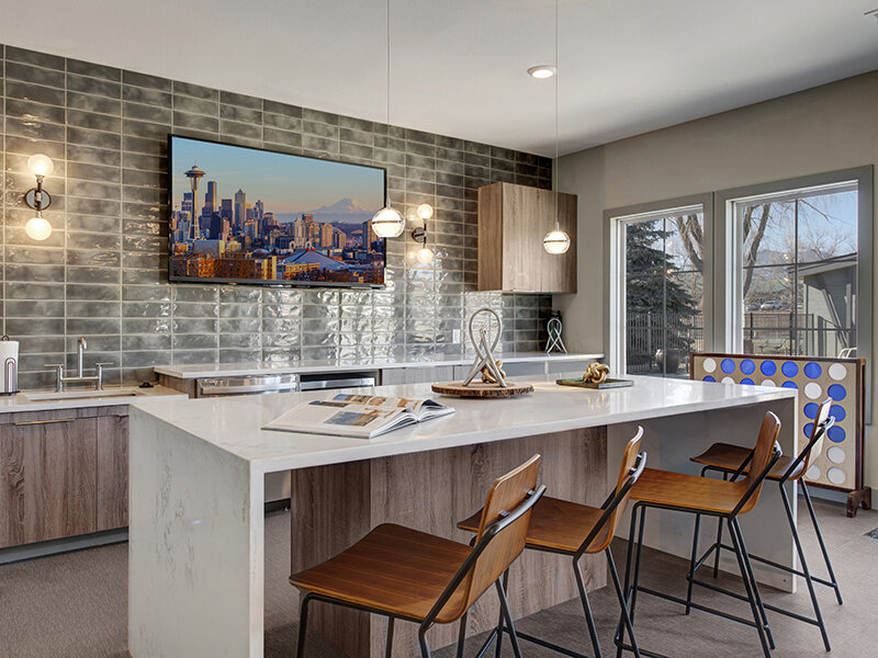 Apartment Property Clubhouse Kitchen with Dining Table | The Willows at Printers Park Apartments