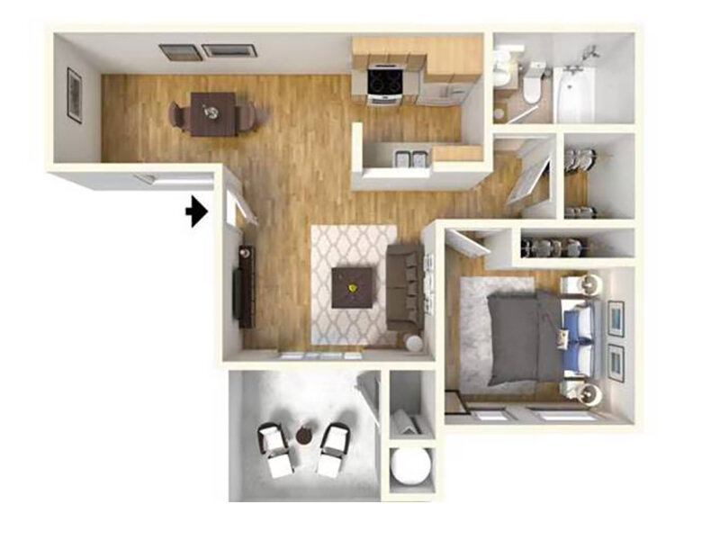 Seabreeze Vallejo Apartments Floor Plan 1x1 Den