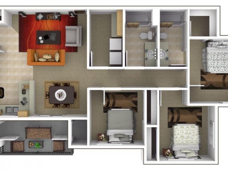 View floor plan image of 3X2 apartment available now