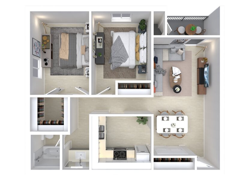 Our 2x1 is a 2 Bedroom, 1 Bathroom Apartment