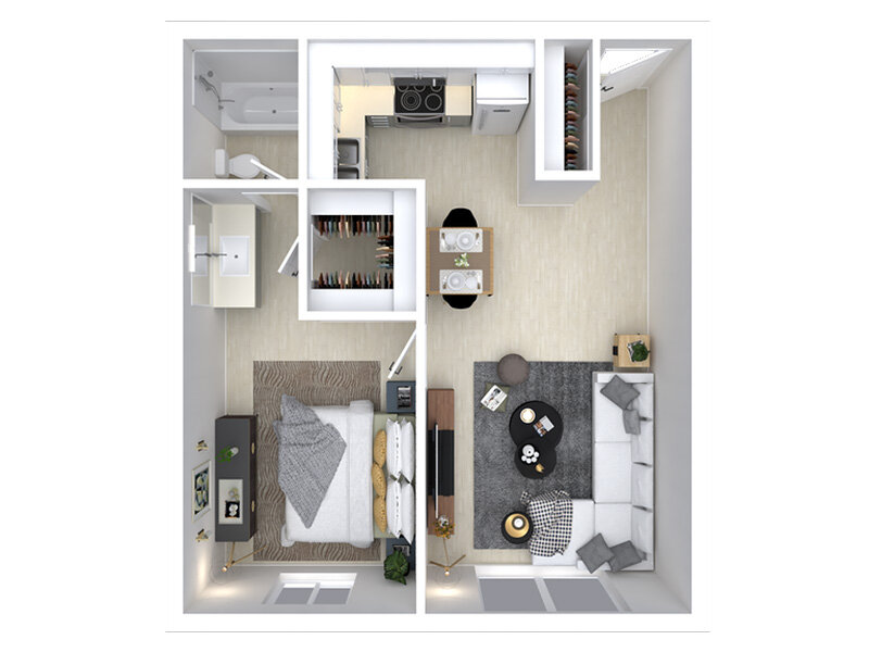 Our 1x1 is a 1 Bedroom, 1 Bathroom Apartment