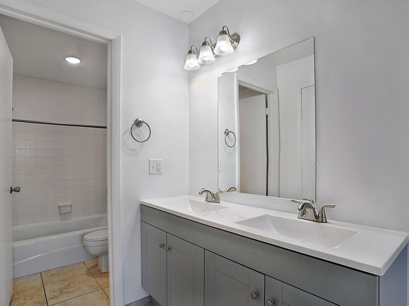 Bathroom with Double Vanity Sinks | Rockway Commons