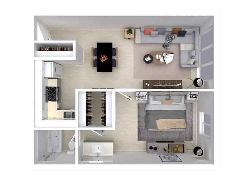 1x1 Floorplan at Canyon Commons