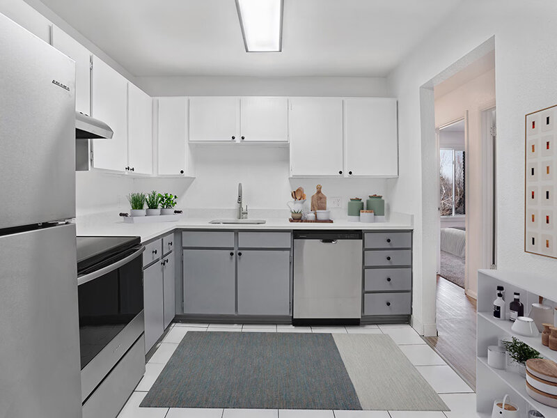 Ktichen with Ceiling Light and Rug | Highland Commons