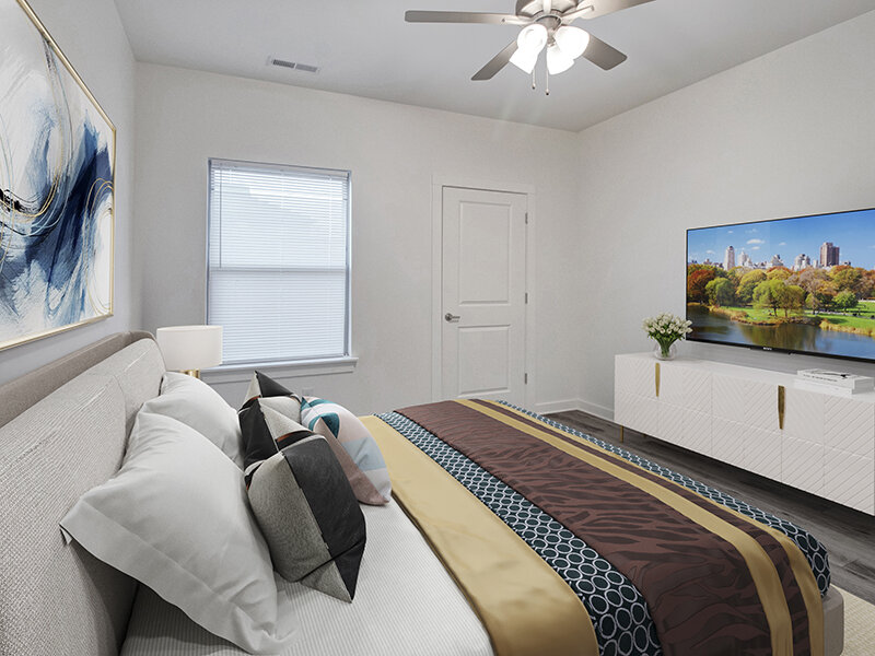 Apartment Bedroom with Window and Ceiling Light | Merchants Walk