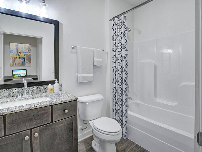 Bathroom with Shower and Mirror | Merchants Walk
