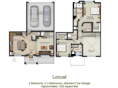 Locust floor plan at Willow Point Townhomes in Denver, CO