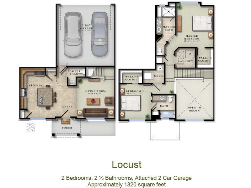 Locust Floorplan at Willow Point Townhomes