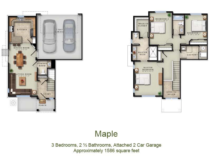 Maple Floorplan at Willow Point Townhomes