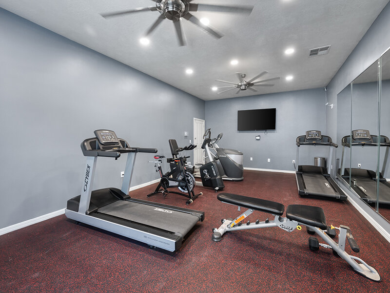 Community Fitness Room with Ceiling Fan and Lights | Pleasant Springs