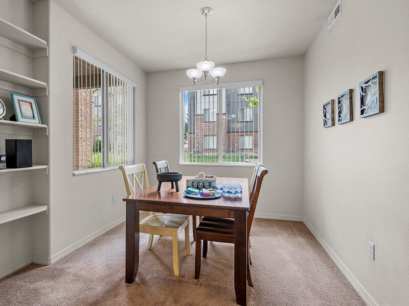 Dining Room Table with Ceiling Light and Windows | Pleasant Springs