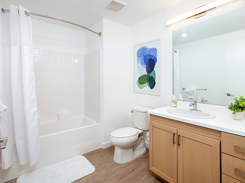 Bathroom with Wall Art and Shower | View at Blossom Hill