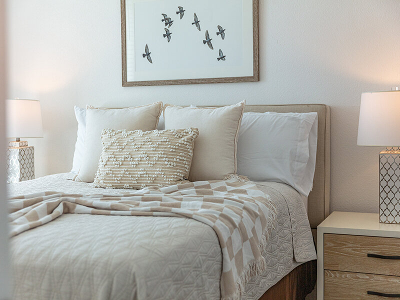 Apartment Bedroom with Wall Art | View at Blossom Hill
