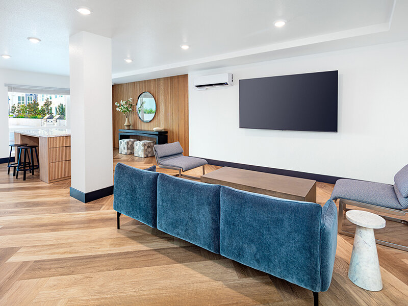 Community Lounge with Seating and Televisions | View at Blossom Hill