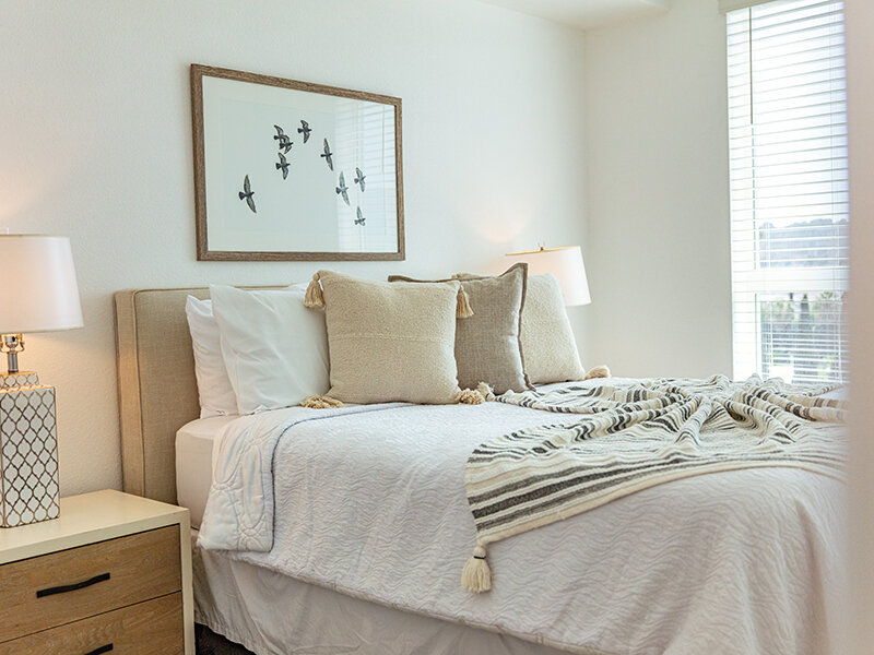 Bedroom with Wall Art and Throw Pillows | View at Blossom Hill