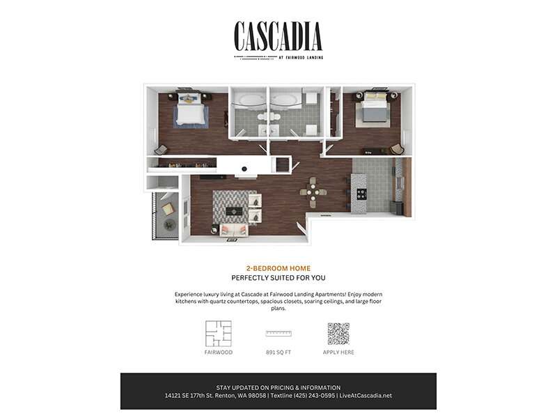Our Fairwood is a 2 Bedroom, 2 Bathroom Apartment