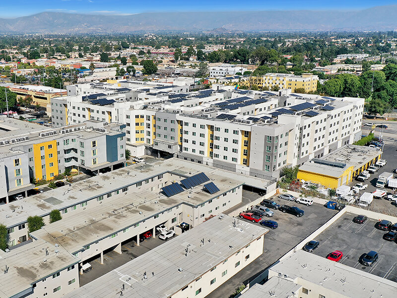 Aerial View of Apartment Complex with Parking | Mission Gateway
