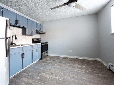 Kitchen with Ceiling Fan | The Reserve at Water Tower Village