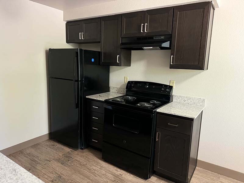 Fully Equipped Kitchen with Black Appliances | Altitude by Vintage