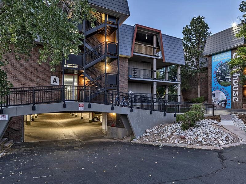 Parking Area And Building | Meridian at Cherry Creek Apartments