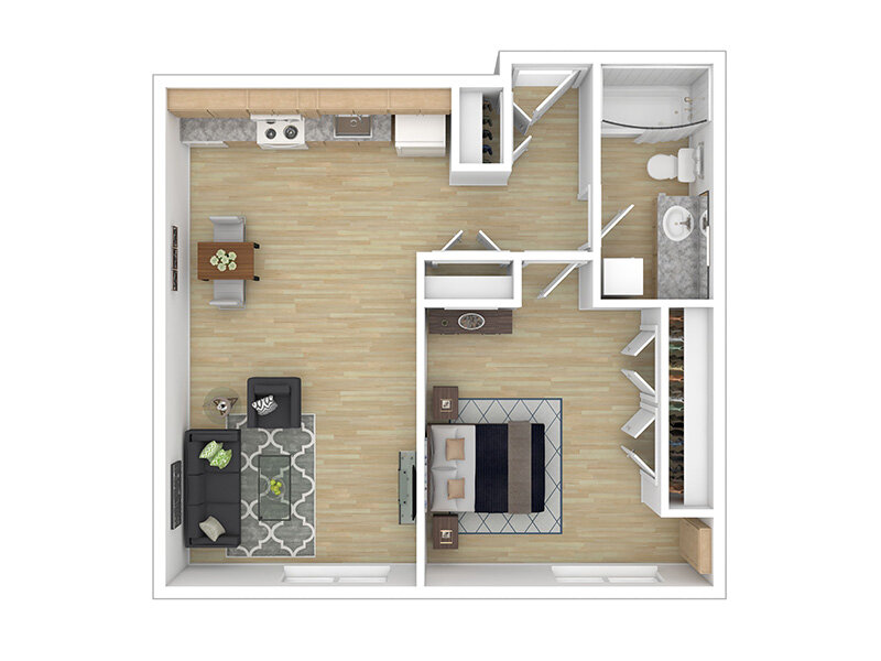 Park on 14th Apartments Floor Plan 1x1 A