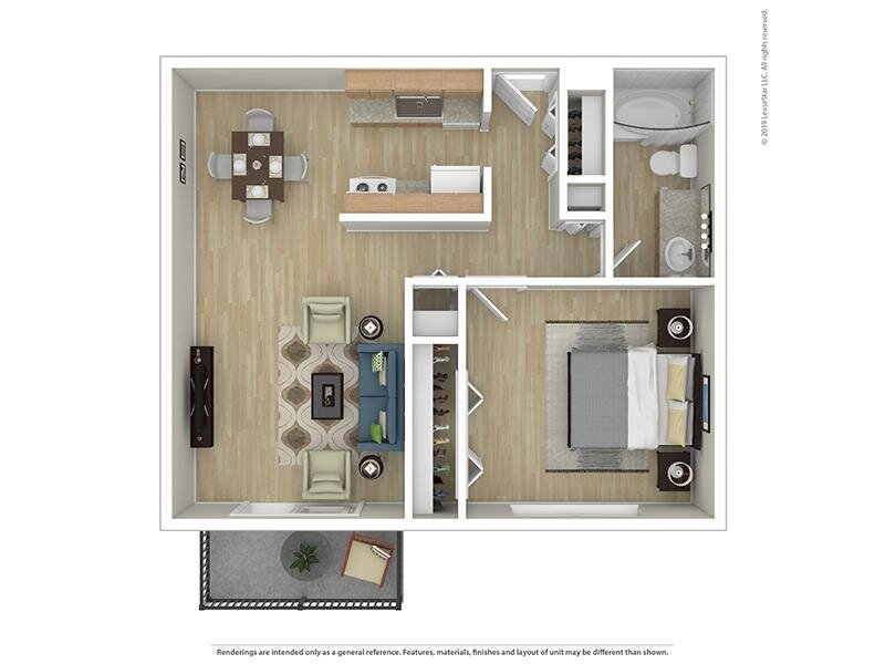 Park on 14th Apartments Floor Plan 1 Bedroom 1 Bath