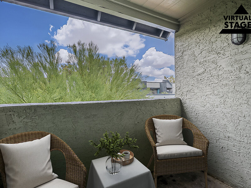 Virtually staged patio at Buenas Paradise Valley.