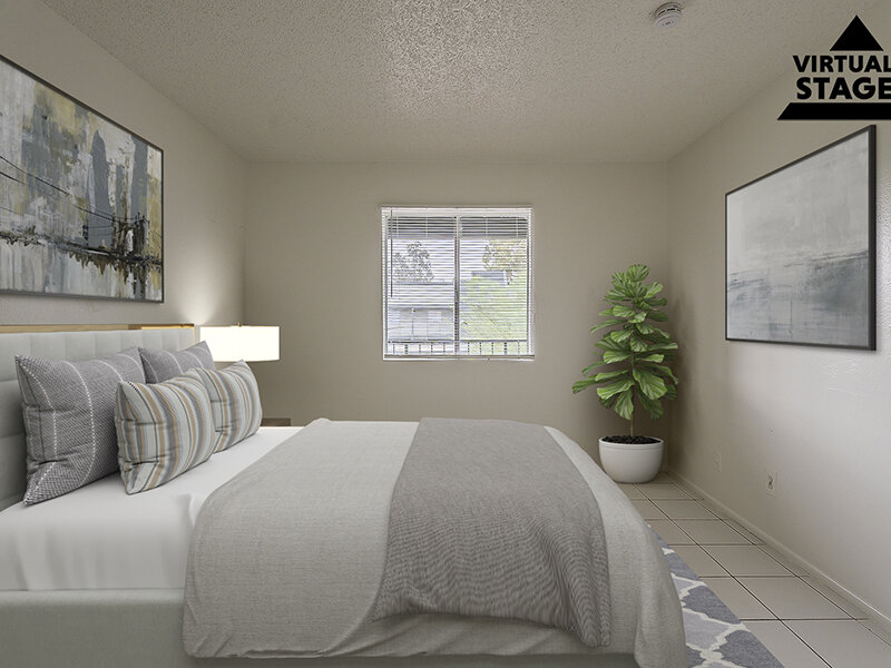Virtually staged bedroom at Buenas Paradise Valley.