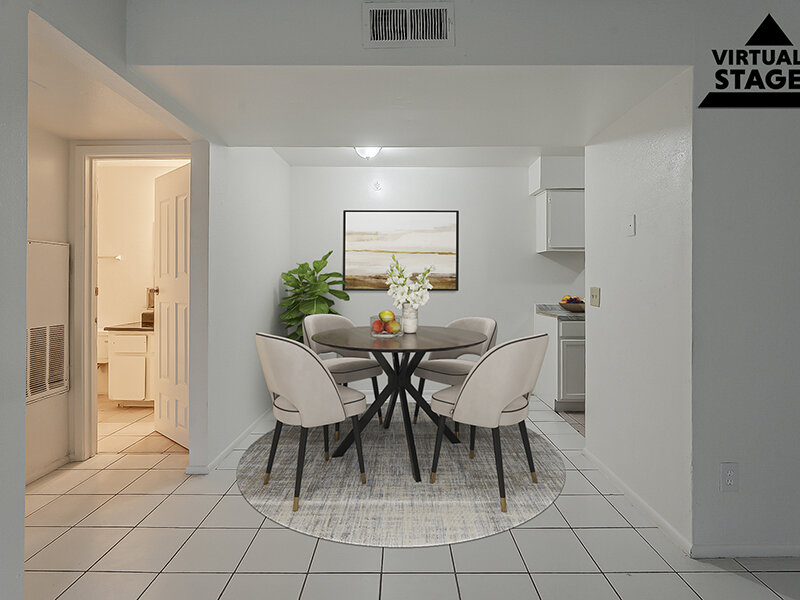 Virtually staged dining area at Buenas Paradise Valley.