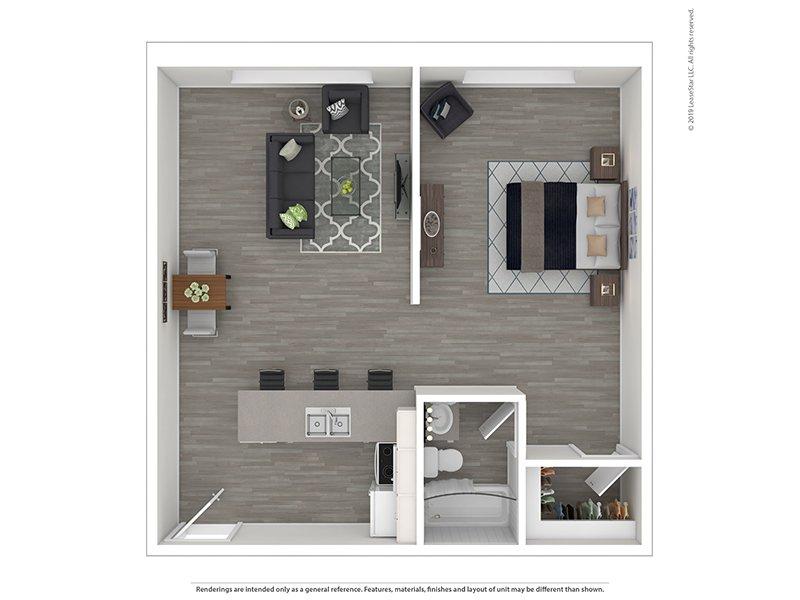 The Incline Apartments Floor Plan 1 Bedroom
