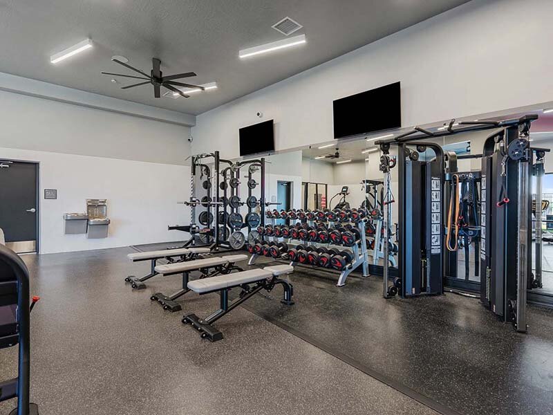 Gym with Dumbbells | SevenO2 Main Apartments