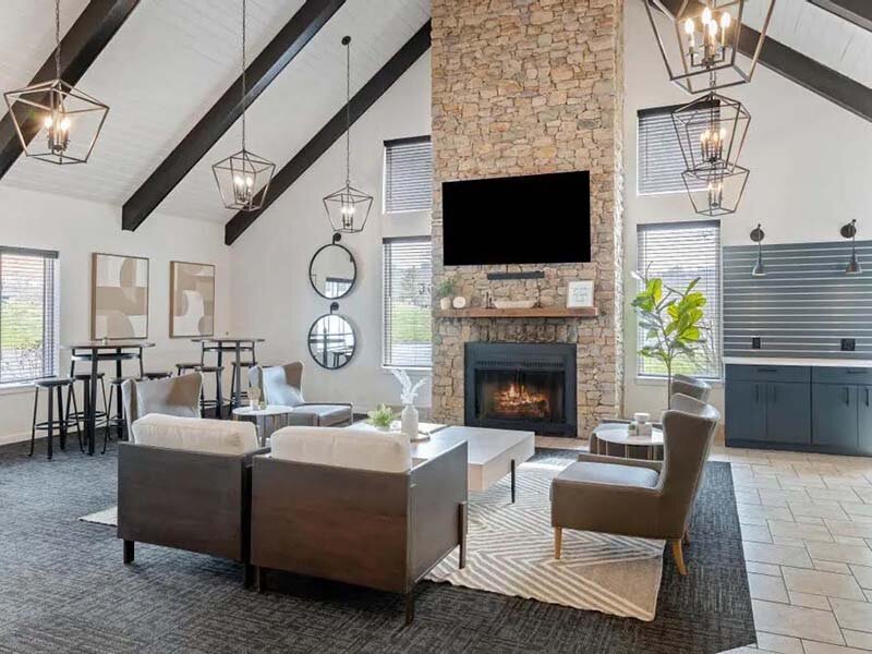 Community Clubhouse with Seating and Windows | Avia at 110th St