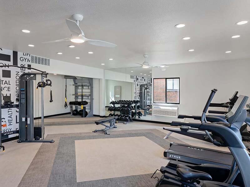 Community Fitness Center with Ceiling Lights | Avia on College Boulevard