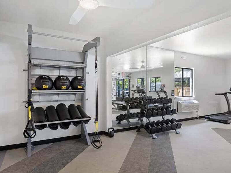 Community Fitness Area with Weights | Avia on College Boulevard
