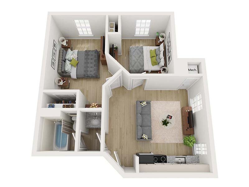 Avia Lofts at North Shore Floor Plan Two Bedroom x One Bathroom