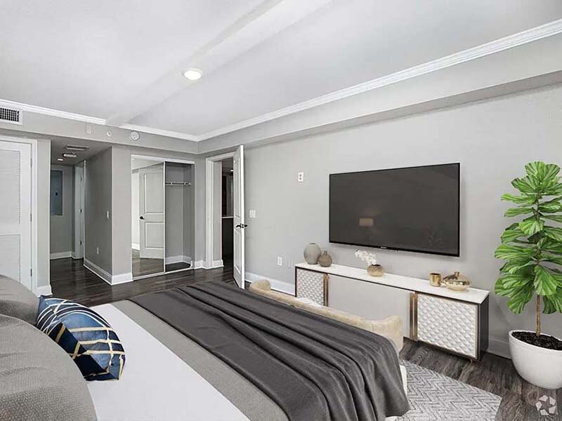 Bedroom with Television and Closet | Avia At Reedy Creek