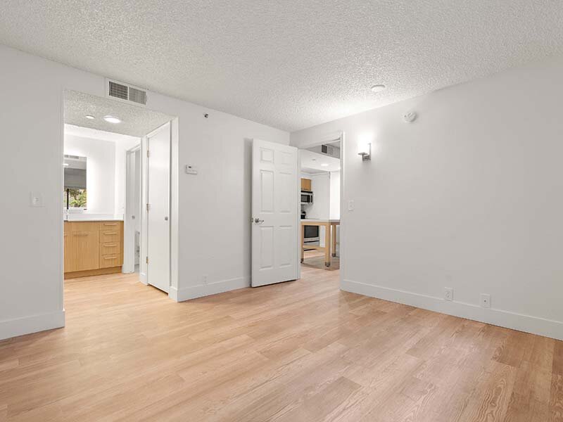 Apartment Interior View with Wood Style Flooring and Ceiling Light | Avia Lofts on Parkway