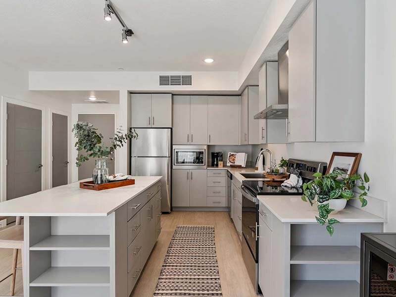 Kitchen with Stainless Appliances | Paperbox Lofts